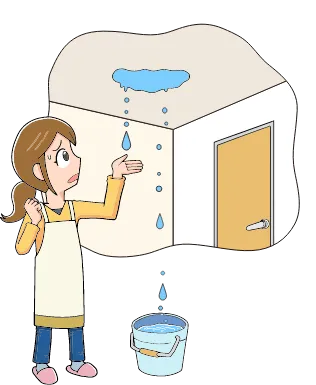 雨漏りで困っている女性