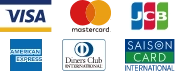 Visa, Mastercard, JCB, American Express, Diners Club, SAISON CARD
